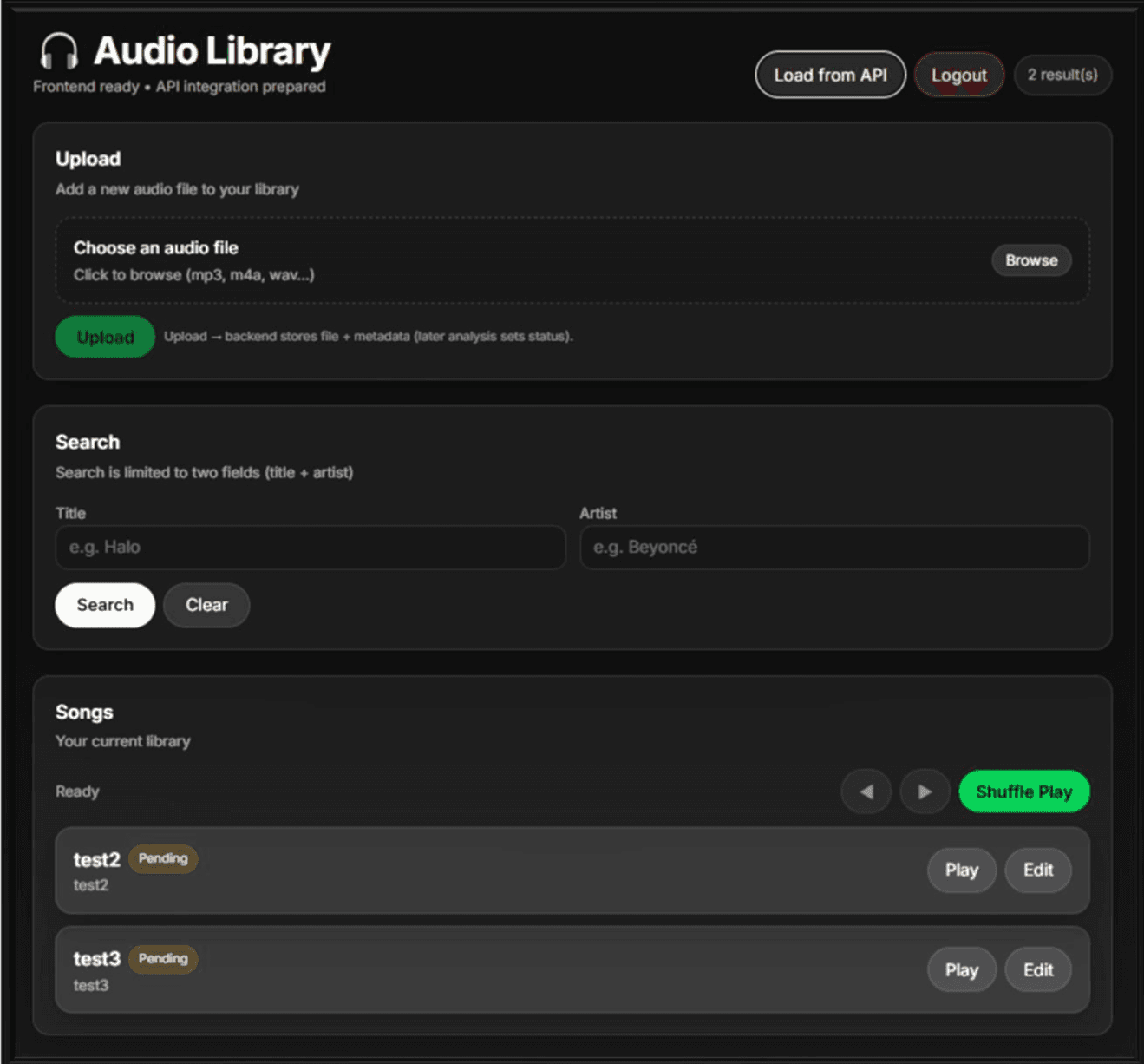 Audio Library preview